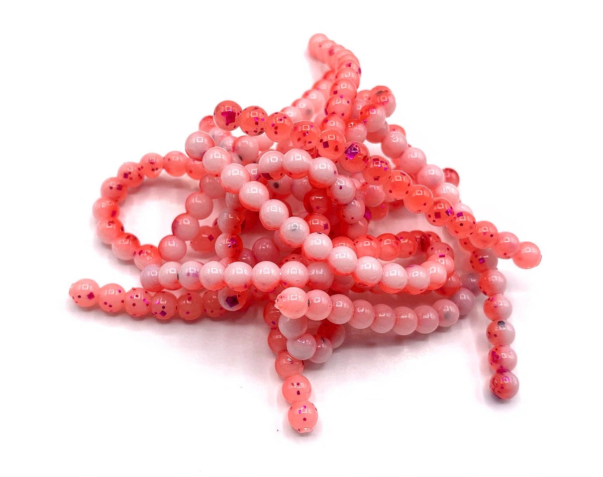 Durable Fishing Clear Beads Tranparent Beads Pink/Luminous Green 100pcs