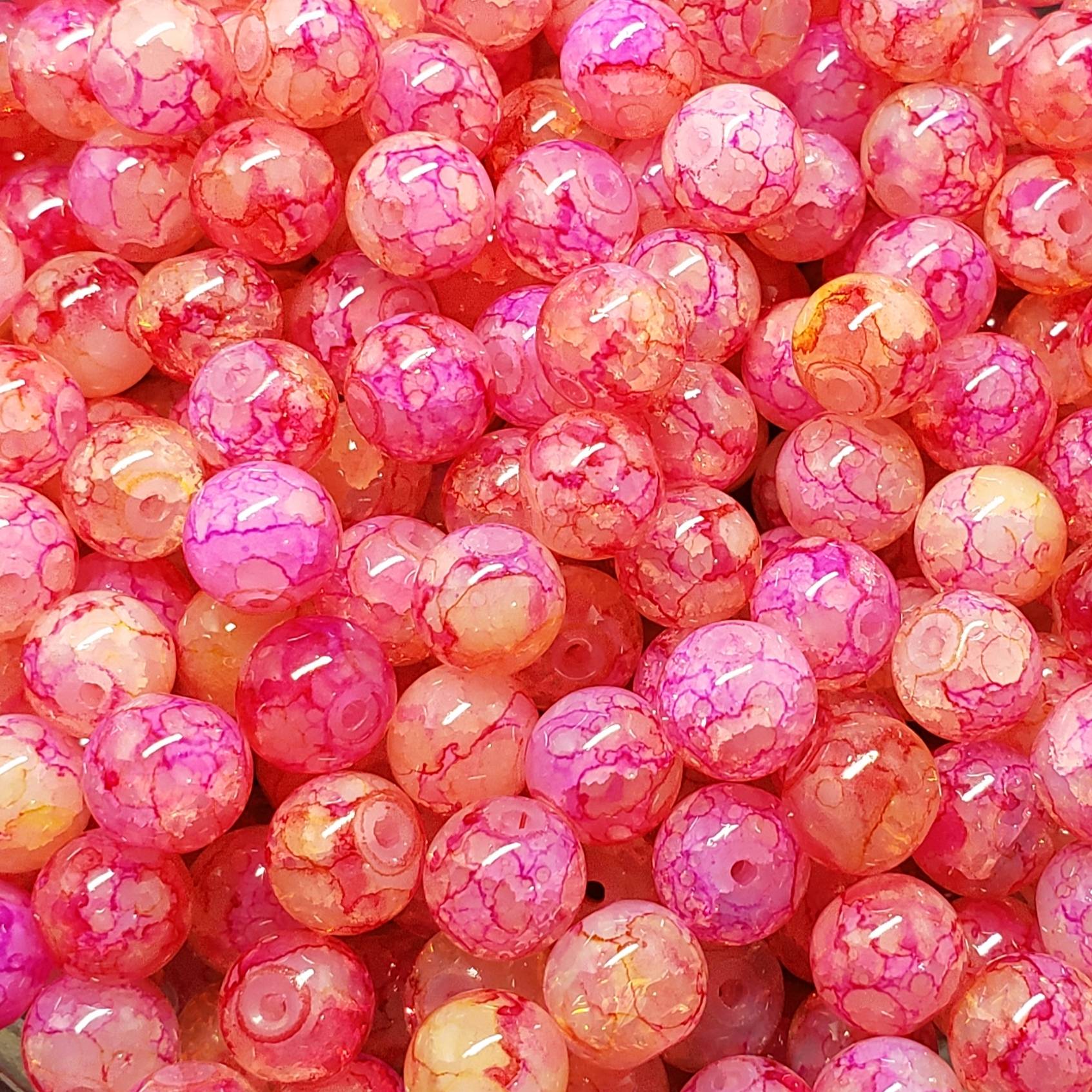 8mm Clear Round Glass Crackle Beads | Hackberry Creek